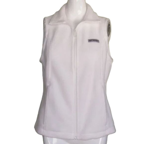 COLUMBIA Fleece Vest, M, White, Sleeveless, Zipper front, Pockets - Picture 9 of 11